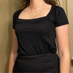 Bluenotes square neck black T-shirt, size XS